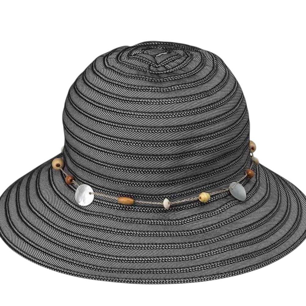 Wallaroo Coastal Ellie Black Bucket Hat Packable Sun Hat Travel Outdoor O S